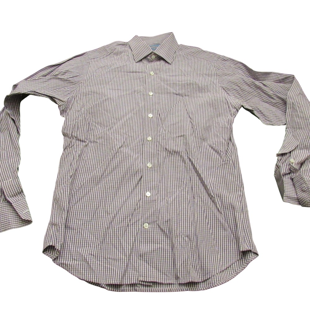 Seize sur Vingt Mens Purple Blue Micro‎ Check Cotton Dress Shirt 16x36 Portugal